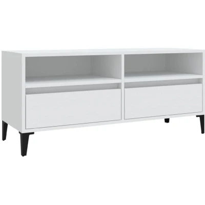 Image of vidaXL Engineered Wood TV Cabinet White Sideboard with Iron Legs and Plenty of Storage Space