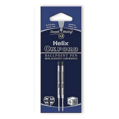 Image of Helix Oxford Ballpoint Pen Refills (Pack of 2) Black Ink