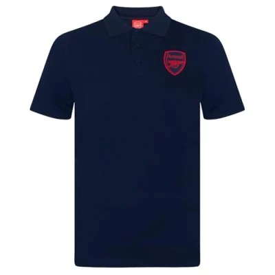 Image of Arsenal FC Official Football Gift Mens Crest Polo Shirt Navy Blue Small