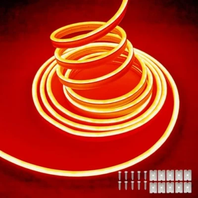 Image of balabaxer Orange Neon LED Strip Lights，16.4 ft/5m 12V DC 600 SMD2835 LEDs Waterproof Rope Light for Indoor Outdoor Home Decoration （ No Power Adapter）