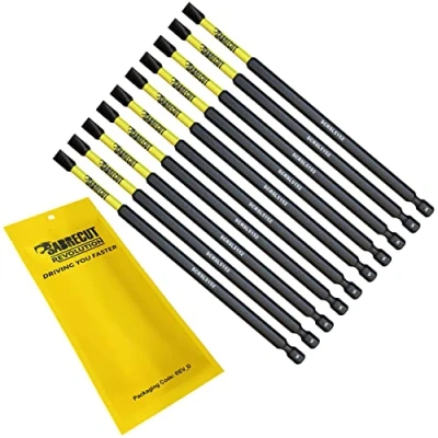 Image of 10 x SabreCut SCRSL5152_10 152mm SL5 Slotted Magnetic Impact Screwdriver Driver Bits Set Single Ended Heavy Duty Compatible with Dewalt Milwaukee Bosch Makita and Others