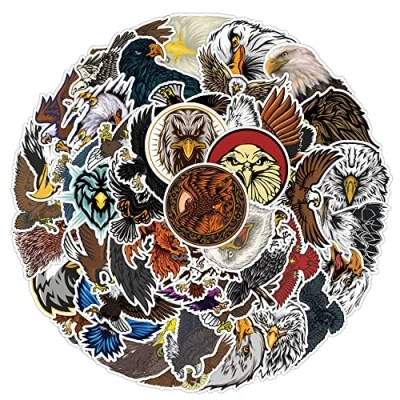Image of 50Pcs Eagle Stickers for Kids Teens Boys Girls Gift,Eagle Pack Laptop,Skateboard Luggage Car Bike Cup Computer Water Bottle Decor,Aesthetic Vinyl Waterproof Sticker Decal