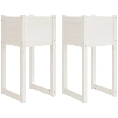 Image of vidaXL Planters 2 pcs White 40x40x81 cm Solid Wood Pine