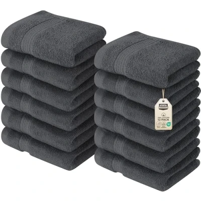 Image of Utopia Towels Premium Washcloth Set (30 x 30 CM) 100% Cotton Face Cloths, Highly Absorbent and Soft Feel Fingertip (12 Pack, Grey)