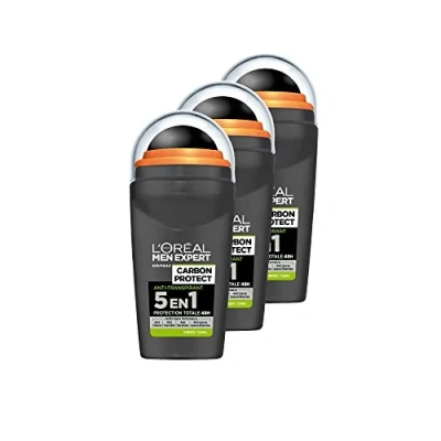 Image of L&#039;Oréal Men&#039;s Expert Carbon Protect 5 in 1 Ice Fresh Deodorant, 3 x 50 ml
