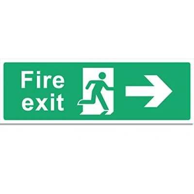 Image of RubiGo 1/2/4/6 Pack of Fire Exit Sign (RIGHT ARROW) Signs Self Adhesive 30 X 10cm Escape Sticker Emergency Signage (1)