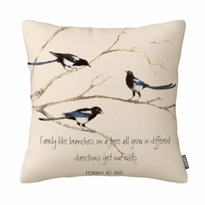 Image of GSRONY Bird Throw Pillow Covers Watercolor with Quotes Cushion Case Home Decor Pillowcase 18x18 Inches