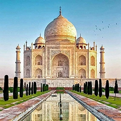 Image of WYWQN DIY 5D Diamond Painting Taj Mahal by Number Kits Full Drill Crystal Rhinestone Embroidery Cross Stitch Arts Craft Home Wall Decor 50x60CM