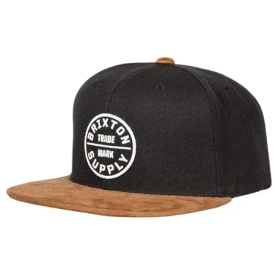 Image of BRIXTON Oath III Medium Profile Adjustable Snapback Hat, Black/Copper, One Size