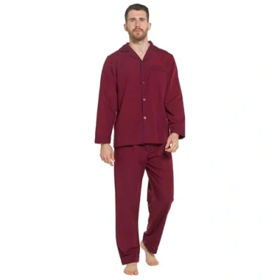 Image of Lora Dora Strong Soul Mens Traditional 2 Piece Pyjamas, Plain Red, XL