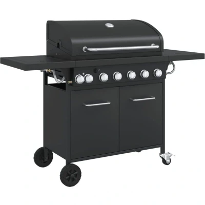 Image of vidaXL Gas BBQ Grill with 7 Burners Black Powder coated Steel