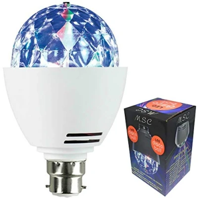 Image of MSC LED B22 Disco Ball Light Rotating Multi Coloured Lights Bulb Bayonet Fitting