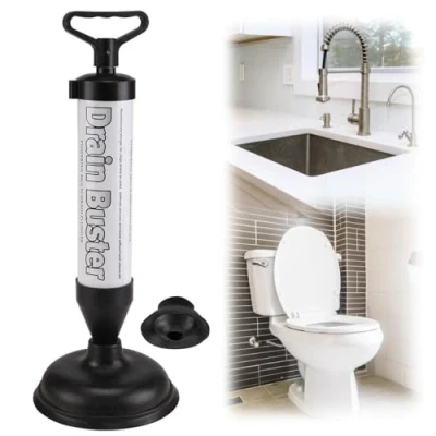 Image of MTS Air Pump Drain Unblocker Sink &amp; Toilet Plunger with Small Large Suction Cups Powerful Clog Remover Buster for Bathroom Kitchen Home