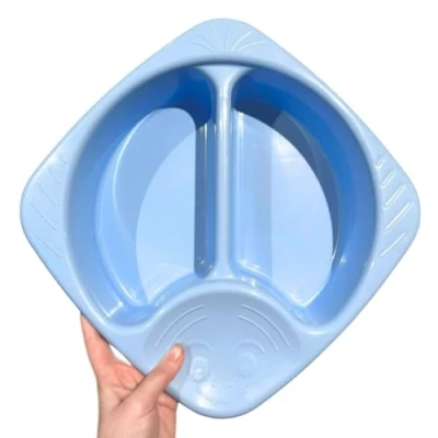 Image of Junior Joy Simple Top &amp; Tail Bowl, Everyday Basic for Baby Baths, 2 Seperate Areas and Sponges, Ergonomic Design, Lightweight Portable, 0m+, 31 x 31cmPack of 2, Blue