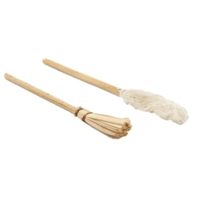 Image of Dolls House Besom Broom Brush &amp; Mop Pioneer Cabin Kitchen Cleaning Accessory