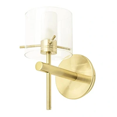 Image of LITECRAFT Lincoln Bathroom Wall Light with Glass Shades Brass