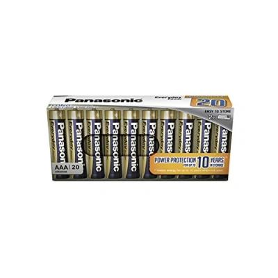 Image of Panasonic EVERYDAY POWER AAA batteries, pack of 20 alkaline AAA, Micro, LR03, 1.5V, 100% cardboard, plastic free packaging, batteries for reliable energy in daily use