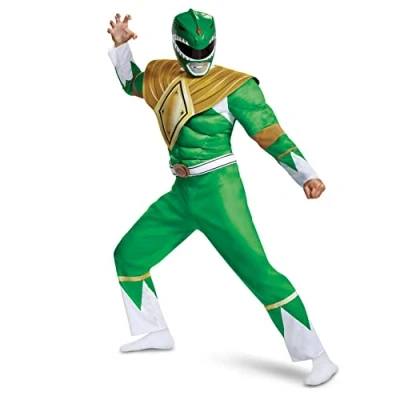 Image of DISGUISE Muscle Green Power Rangers Costume Adult, Superhero Costumes For Adults Size XL 79736D
