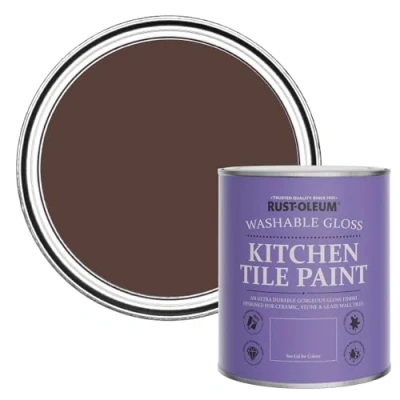 Image of Rust Oleum Red water resistant Kitchen Tile Paint in Gloss Finish Valentina 750ml