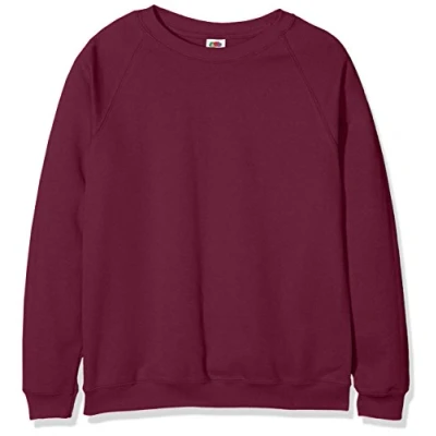 Image of Fruit of the Loom Unisex Kids Raglan Classic Sweater Pack 2, Burgundy, 12 13 Years (Manufacturer Size:34)