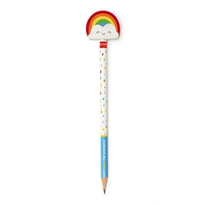 Image of LEGAMI Pencil with Eraser, After Rain Comes the Rainbow, 0.7 x 19 cm, HB Refill, Rainbow Variant, Precise Line Width, for Drawing and Writing