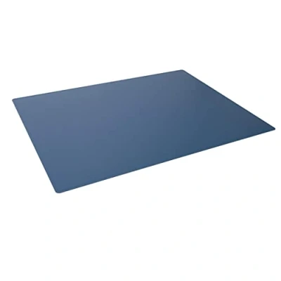 Image of Durable Desk Mat with Contoured Edges 65 x 50cm, Non Slip Back, Made from Polypropylene, Easy to Clean, Dark Blue