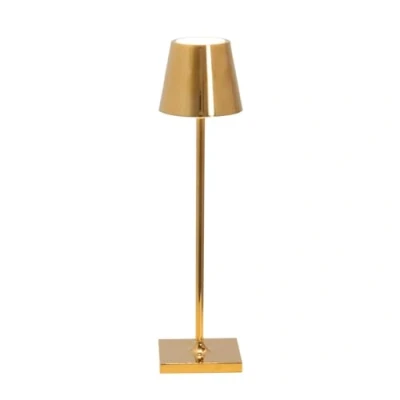 Image of Zafferano, Poldina Micro Lamp with Glossy Gold Finish, Rechargeable Cordless Table Touch Controls, Usable as an Indoor Lamp, Dimmer, 2200 3000 K, Height 27.5 cm