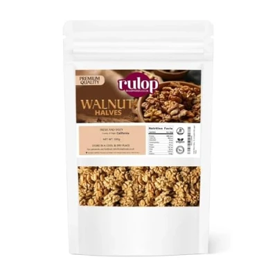 Image of Rulop Walnuts Halves 500g Premium Quality Raw Californian Walnut Halves, Resealable Pouch, Nutrient Rich, Vegan