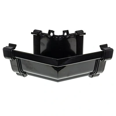 Image of Black Eurocell RWKA2 Marshall Tufflex Conservatory 135 External Gutter Corner Ogee Connector Joint/Jointer (Black)