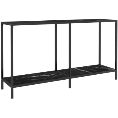 Image of vidaXL Console Table Black 140x35x75.5 cm Tempered Glass