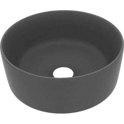 Image of vidaXL Luxury Wash Basin Round Matt Dark Grey 40x15 cm Ceramic