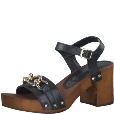 Image of Marco Tozzi Women&#039;s 2 28362 20 Leather Sandals Heeled, Black, 6 UK