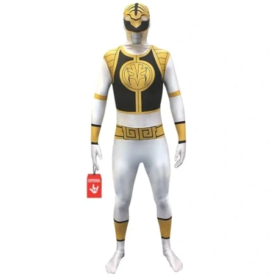 Image of Morphsuits Men&#039;s Power Rangers Adult Sized Costume, White, M UK