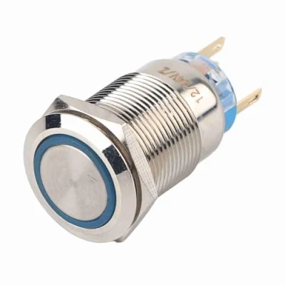 Image of 19mm 12V Push Button switch LED Self Locking Waterproof Latching on off Mental Round(Blue)12v