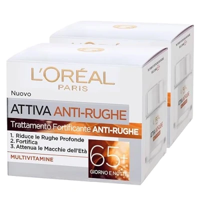 Image of L&#039;Oréal Paris Attiva Anti Wrinkle Face Cream Day and Night Fortifying Treatment with Multivitamins for Mature Skin 2 x 50ml pots