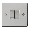 Image of Click deco polished chrome VPCH412WH ‘Ingot’ 2 Gang Way Plate Switch white insert
