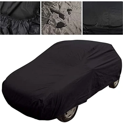 Image of MP Essential Indoor &amp; Outdoor All Season Water Resistant Breathable Full Car Cover BLACK (Large L 190&quot; x W 70&quot; H 47&quot;)