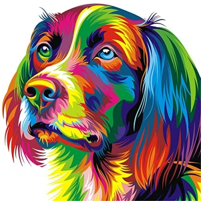 Image of OWN4B Cross Stitch Kits Stamped, Colorful Dog Printed Pattern 11CT 14.2x14.2 inch DIY Embroidery Kit (Dog)