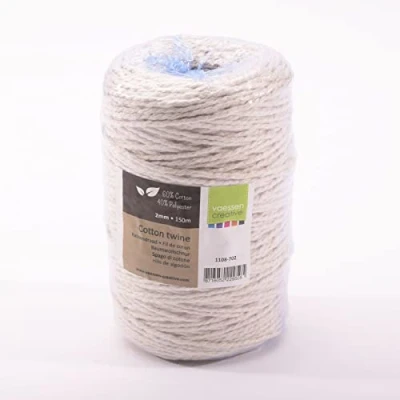 Image of Vaessen Creative Twine String, White, 2mm x 150m, Cotton Mix Macramé Rope for Gardening, Threading Beads, Boho Décor, Making Friendship Bracelets and DIY Crafts, 2 mm 150 m