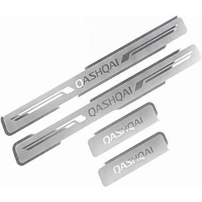 Image of BOJOUL 4 Pcs Stainless Steel Car Door Sill Protector, for Nissan Qashqai J12 2022 2023 Threshold Protector Guard Scuff Cover Pedal Accessories