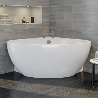 Image of Modern Designer Corner Freestanding Bath Acrylic Bathtub 1510mm Built in Waste