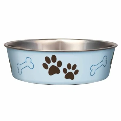 Image of Loving Pets Stainless Steel Bella Dog Bowl Non Slip Dishwasher Safe &amp; Bacteria Resistant Metallic Pet Dish Murano Blue X Large (1.8 Litre)
