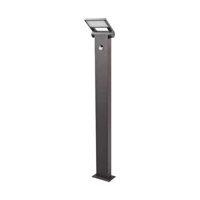 Image of Outdoor Lights with Sensor &#039;Marius&#039; Motion Detector (Modern) in Silver Made of Aluminium (1 Light Source,) from Lucande Garden Light, Path Bollard lamp, Pillar