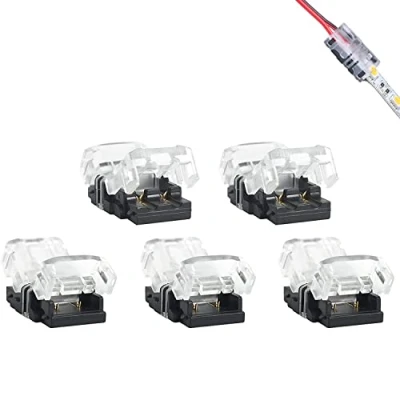 Image of YUTOKEER 2 pin led Strip Connector for SMD 5050 5630 10mm Width Monochrome ip20 Non Waterproof Tape Light Conductor Connection 5Pcs