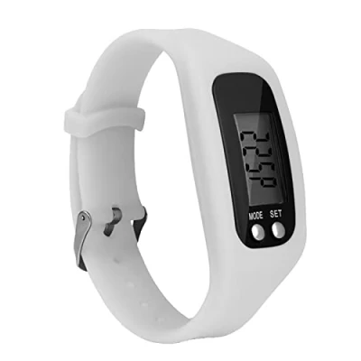 Image of Fitness Tracker Watch Activity Accurate Step Counter for Walking with Digital Display Waterproof Calorie Silicone Pedometer White