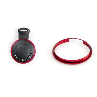 Image of Oldbones Alumnium Smart Key Fob Ring Rim Trim Cover Replacement For R55 R56 R57 R58 R59 R60 In Red