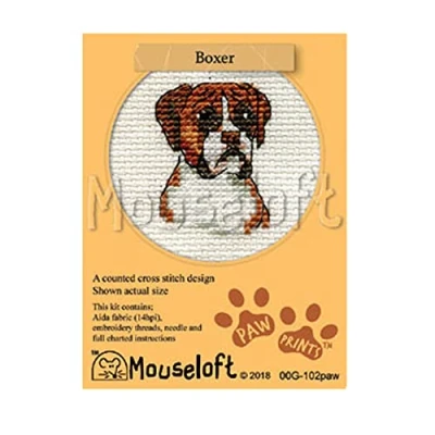 Image of Mouseloft Mini Cross Stitch Kit Boxer, Paw Prints Collection