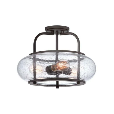 Image of Trilogy 3 Light Medium Semi Flush Ceiling Old Bronze, E27