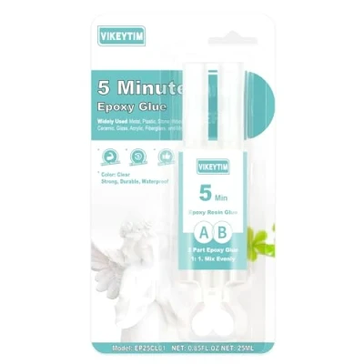 Image of VIKEYTIM Epoxy Adhesive, 5 Minute Clear 0.85FL.OZ, High Viscosity Fast Curing Multi Purpose Glue for Repairing Hard Plastics, Metals, Ceramics, Wood, Etc