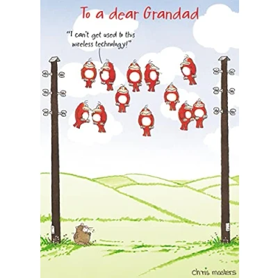 Image of Birdwit to A Dear Grandad Wireless Technology! Funny Birthday Card Humour Cards IRHI0062